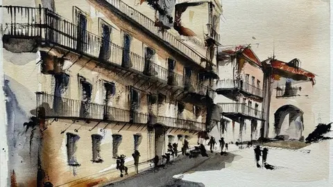 Uno de los cuadros que hay en la muestra Amarone Vinneria, en la calle Cascalería.