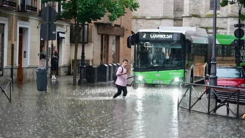 Inundaciones por las fuertes tormentas en Valladolid. Foto: Leticia Pérez