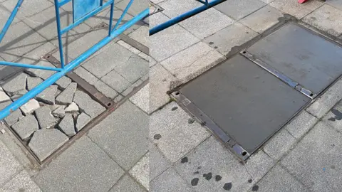 Aceras Avenida Compostilla antes y después.