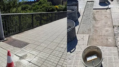 Reparaciones aceras Puente García Ojeda ambos lados.