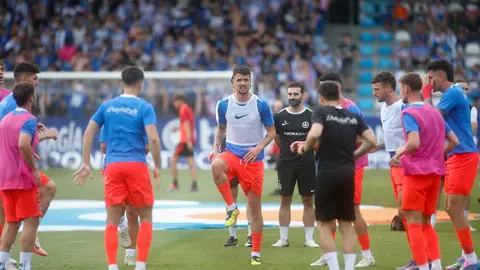 El Andorra, durante el calentamiento.