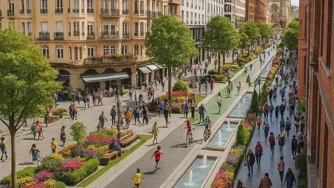 Una propuesta urbana impulsada por @LeonArqNow imagina una ciudad más habitable y sostenible, donde las calles se tiñen de verde y se recuperan espacios para los peatones, ayudada por la tecnología y el anhelo ciudadano.