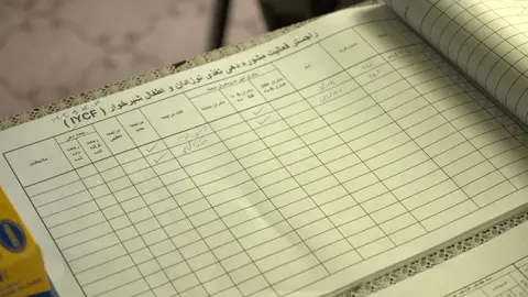 Detalle del libro de la consulta de un centro nutricional ubicado a las afueras de Kabul. Foto: A. F. Reca