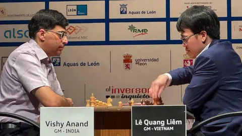 Lê Quang Liêm vence al pentacampeón mundial Anand y se proclama campeón del XXXVIII Magistral de Ajedrez de León. Foto: Luque