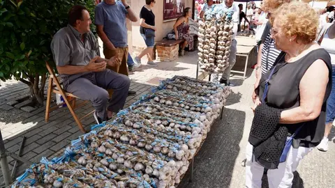 La vicesecretaria general del PSOE de Castilla y León, Nuria Rubio, recorre los puestos de la Feria del Ajo de Santa Marina del Rey, junto al delegado del Gobierno, Nicanor Sen; el presidente de la diputación, Gerardo Álvarez Courel; el delegado territorial de la Junta, Eduardo Diego y el secretario provincial del PSOE, Javiel Alfonso Cendón, entre otras autoridades. Fotos: Campillo