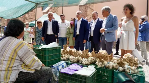 La vicesecretaria general del PSOE de Castilla y León, Nuria Rubio, recorre los puestos de la Feria del Ajo de Santa Marina del Rey, junto al delegado del Gobierno, Nicanor Sen; el presidente de la diputación, Gerardo Álvarez Courel; el delegado territorial de la Junta, Eduardo Diego y el secretario provincial del PSOE, Javiel Alfonso Cendón, entre otras autoridades. Fotos: Campillo