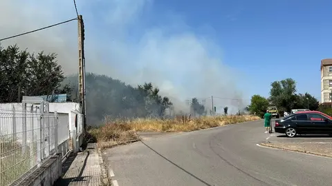 Un gran incendio en la pedanía de Armunia, en León capital, ha movilizado moviliza a numerosos efectivos. El incendio se ha declarado en las inmediaciones de la barriada leonesa ha movilizado a medios aéreos y terrestres. Foto: A. Arias | Isabel Alonso
