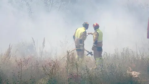 Incendio frente a la Escuela de Ingeniería Agraria y Forestal de León. Foto: Campillo
