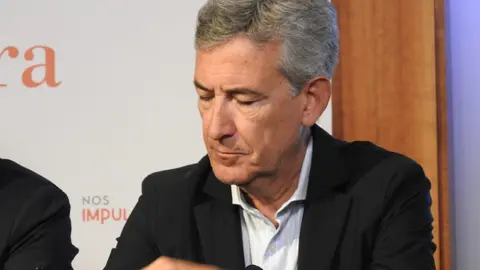 Acto de presentación de la 68 edición de la Feria Internacional de Muestras de Asturias, con la participación de los presidentes de las Cámaras de Comercio de León y Gijón, Javier Vega y Félix Bargaño; el alcalde de León, José Antonio Diez; el delegado territorial de la Junta, Eduardo Diego; el vicepresidente de la Diputación, Roberto Aller, y el director general de la Feria, Álvaro Alonso, entre otros.