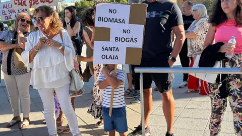 Las protestas contra la planta de biomasa en Puente Castro este miércoles ante la Junta.