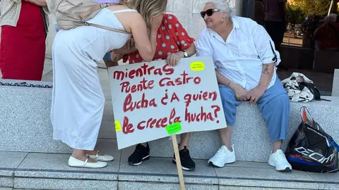 Las protestas contra la planta de biomasa en Puente Castro este miércoles ante la Junta.