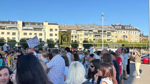 Las protestas contra la planta de biomasa en Puente Castro este miércoles ante la Junta.