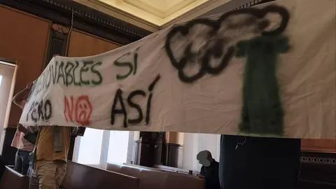 Protestas contra la planta de biomasa en el pleno municipal de León