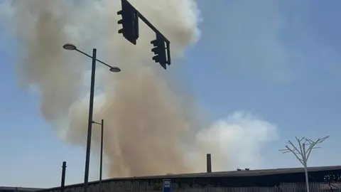 El fuego se ha declarado en el área urbana pendiente de urbanización junto al Palacio de Congresos y Exposiciones afectando a matorral
