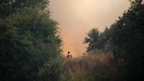 El incendio de Almanza amenaza varias pedanías. Foto: Peio García