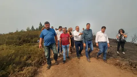 Pedro Sánchez, este domingo visitando los efectos del fuego de Orallo en León. Foto: Diputación de León