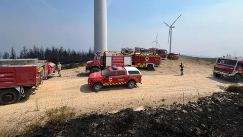 Bomberos de Euskadi durante su intervención en la localidad de Lucillo.
