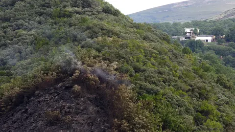 Efectos del incendio que ha afectado al municipio de Oencia. Foto: César Hornija.