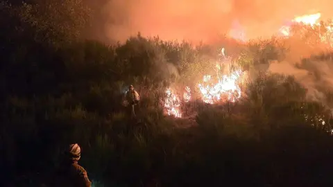 Imágenes de la Unidad Militar de Emergencias (UME) en el incendio de Barniedo.