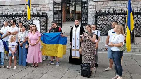 Concentración Día de la Independencia de Ucrania en León. Foto: AALUD