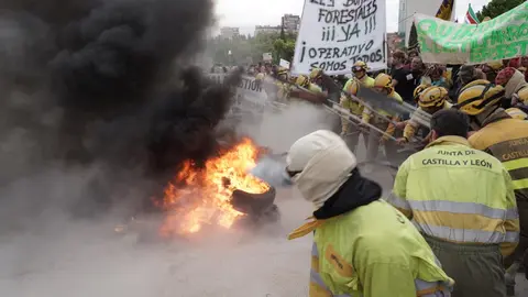 Una veintena de partidos políticos, sindicatos y organizaciones ciudadanas y vecinales han participado en una concentración frente al Parlamento autonómico para exigir al presidente de la Junta, Alfonso Fernández Mañueco, que cese al consejero de Medio Ambiente, Juan Carlos Suárez-Quiñones, por la gestión del operativo de incendios. Representantes de CSIF, UGT y CCOO se han sumado a la concentración. Fotos: Eduardo Margareto
