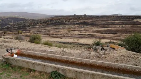 Zona afectada por los incendios en Chana de Somoza, en el municipio de Lucillo (León). Foto: Campillo.