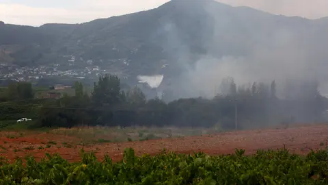 Incendio en Villafranca del Bierzo (León). Foto: César Hornija.