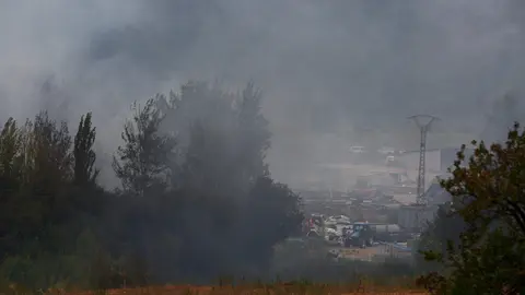 Incendio en Villafranca del Bierzo (León). Foto: César Hornija.