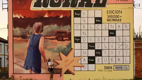 Mural 'Arde el rural' de Laura Merayo en San Pedro Bercianos.