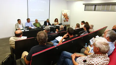 El consejero de Cultura, Turismo y Deporte, Gonzalo Santonja (C), preside la reunión del Equipo Técnico Interdisciplinar de Recuperación de las Médulas. Foto: César Sánchez.