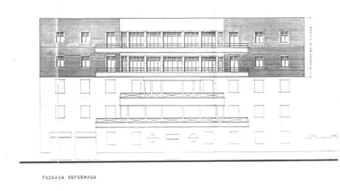 Plano del alzado original del edificio de Ramón y Cajal 38. Foto: Decomomo
