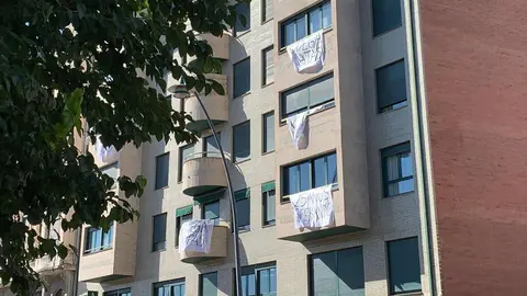 Han pasado ya 25 años desde que la empresa Bodegas Armando cerró sus puertas en las instalaciones ubicadas en el Paseo de Salamanca y los vecinos han decidido llevar la protesta a sus ventanas ante el mal estado y suciedad del inmueble vecino. Fotos: A.F. Reca