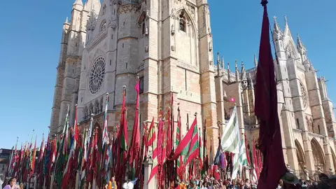 El Desfile de Pendones Concejiles de León reúne a 357 varas en representación de más de 230 pueblos. Foto: Carlos Calvo