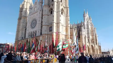 El Desfile de Pendones Concejiles de León reúne a 357 varas en representación de más de 230 pueblos. Foto: Carlos Calvo