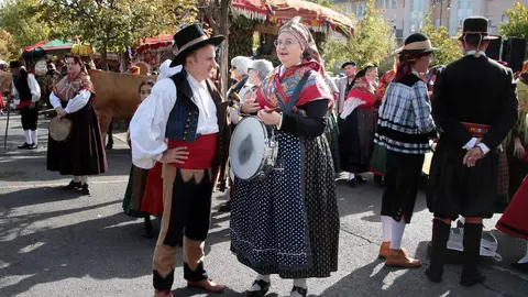 El desfile y concurso de carros engalanados completa la mañana del domingo en León en las fiestas de San Froilán. Foto: Peio García