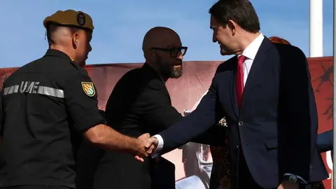 El general de división, representante institucional del Ejercito de Tierra en Castilla y León y jefe de la División San Marcial, Mariano Arrazola Martínez, preside el acto de celebración de la festividad de Nuestra Señora del Rosario, patrona de la Unidad Militar de Emergencias. Foto: Campillo.