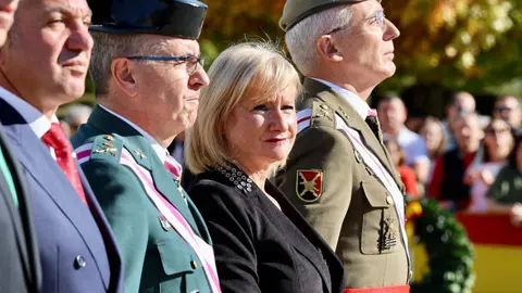 El general de Brigada Jefe de la XII Zona de la Guardia Civil (Castilla y León), José Antonio Fernández de Luz de las Heras y el delegado del Gobierno, Nicanor Sen, presiden el acto institucional de la festividad de la Virgen del Pilar. Foto: Campillo