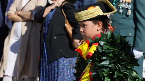 El general de Brigada Jefe de la XII Zona de la Guardia Civil (Castilla y León), José Antonio Fernández de Luz de las Heras y el delegado del Gobierno, Nicanor Sen, presiden el acto institucional de la festividad de la Virgen del Pilar. Foto: Campillo