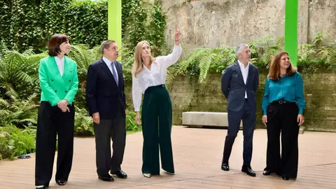 La vicepresidenta tercera del Gobierno y ministra para la Transición Ecológica y el Reto Demográfico, Sara Aagesen Muñoz, abre la Convención por un Pacto de Estado frente a la Emergencia Climática que se celebra en Ponferrada, acompañada por la ministra de Ciencia, Innovación y Universidades, Diana Morant; el ministro de Agricultura, Pesca y Alimentación, Luis Planas; el ministro del Interior, Fernando Grande Marlaska y el delegado del Gobierno, Nicanor Sen, entre otras autoridades. Reportaje gráfico: Campillo