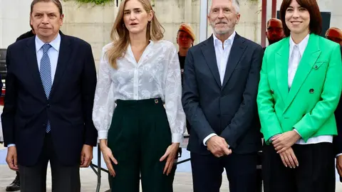 La vicepresidenta tercera del Gobierno y ministra para la Transición Ecológica y el Reto Demográfico, Sara Aagesen Muñoz, abre la Convención por un Pacto de Estado frente a la Emergencia Climática que se celebra en Ponferrada, acompañada por la ministra de Ciencia, Innovación y Universidades, Diana Morant; el ministro de Agricultura, Pesca y Alimentación, Luis Planas; el ministro del Interior, Fernando Grande Marlaska y el delegado del Gobierno, Nicanor Sen, entre otras autoridades. Reportaje gráfico: Campillo