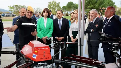 La vicepresidenta tercera del Gobierno y ministra para la Transición Ecológica y el Reto Demográfico, Sara Aagesen Muñoz, abre la Convención por un Pacto de Estado frente a la Emergencia Climática que se celebra en Ponferrada, acompañada por la ministra de Ciencia, Innovación y Universidades, Diana Morant; el ministro de Agricultura, Pesca y Alimentación, Luis Planas; el ministro del Interior, Fernando Grande Marlaska y el delegado del Gobierno, Nicanor Sen, entre otras autoridades. Reportaje gráfico: Campillo