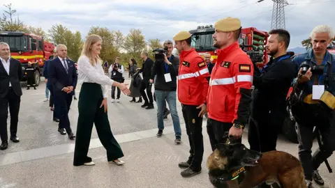 La vicepresidenta tercera del Gobierno y ministra para la Transición Ecológica y el Reto Demográfico, Sara Aagesen Muñoz, abre la Convención por un Pacto de Estado frente a la Emergencia Climática que se celebra en Ponferrada, acompañada por la ministra de Ciencia, Innovación y Universidades, Diana Morant; el ministro de Agricultura, Pesca y Alimentación, Luis Planas; el ministro del Interior, Fernando Grande Marlaska y el delegado del Gobierno, Nicanor Sen, entre otras autoridades. Reportaje gráfico: Campillo