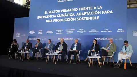 Los principales dirigentes de sindicatos agrarios participan en la segunda jornada de la Convención por un Pacto de Estado frente a la Emergencia Climática. Foto: Peio García.