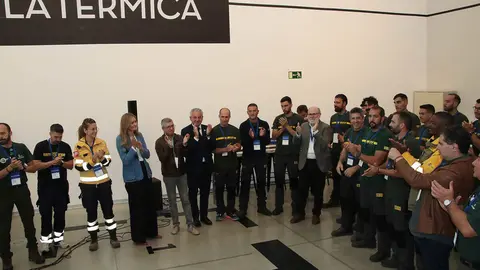 La vicepresidenta Sara Aagesen y el delegado del Gobierno, Nicanor Sen, se reúnen con brigadistas BRIF en la segunda jornada de la Convención por un Pacto de Estado frente a la Emergencia Climática. Foto: Peio García.
