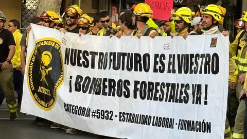 Miles de bomberos forestales reclaman estabilidad laboral y denuncian el abandono del medio rural. Una nutrida representación de Castilla y León critica la falta de medios y previsión en la comunidad, duramente golpeada por los incendios del pasado verano, especialmente en León.