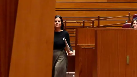 La procuradora socialista Nuria Rubio en el Pleno de las Cortes. Foto: Miriam Chacón.