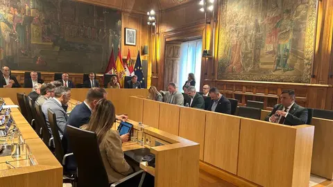 El pleno ordinario del mes de octubre de la Diputación de León comenzó este miércoles con un minuto de silencio y un aplauso en memoria de las víctimas de la DANA de Valencia, coincidiendo con el primer aniversario de la tragedia. Fotos: Dipuleon