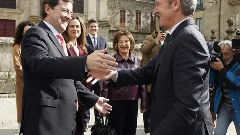 El presidente de la Junta de Castilla y León, Alfonso Fernández Mañueco, participa en la II edición del Foro Ancares, 'Los Retos del Noroeste', junto al presidente de la Xunta de Galicia, Alfonso Rueda, entre otros. Foto: César Sánchez