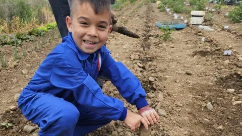 Voluntarios trabajando en el huerto de Presta Ayuda.