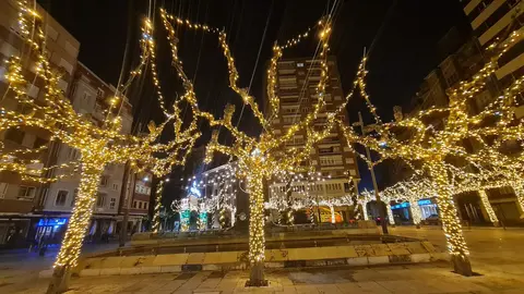 La Plaza de las Cortes de León ha estrenado estos días una imagen con el mejor sentimiento navideño. Sus árboles, se envuelven en un resplandor que domina la zona desde el atardecer, convirtiéndola en uno de los enclaves más llamativos del inicio de la Navidad de la mano de Caja Rural.